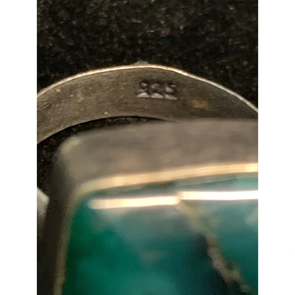 Vintage Artisan Sterling Silver Aqua Green Stone Statement Ring 925 Size 6